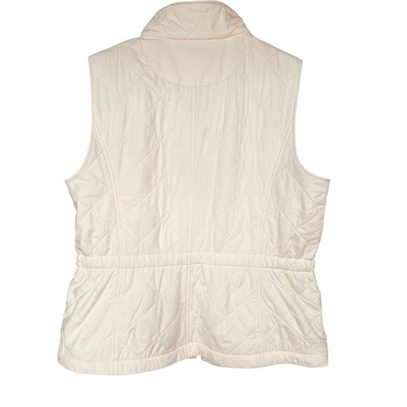 Talbots Petites Cream Diamond Quilted Puffer Vest Gold Zip P L Capsule Wardrobe - Picture 2 of 9